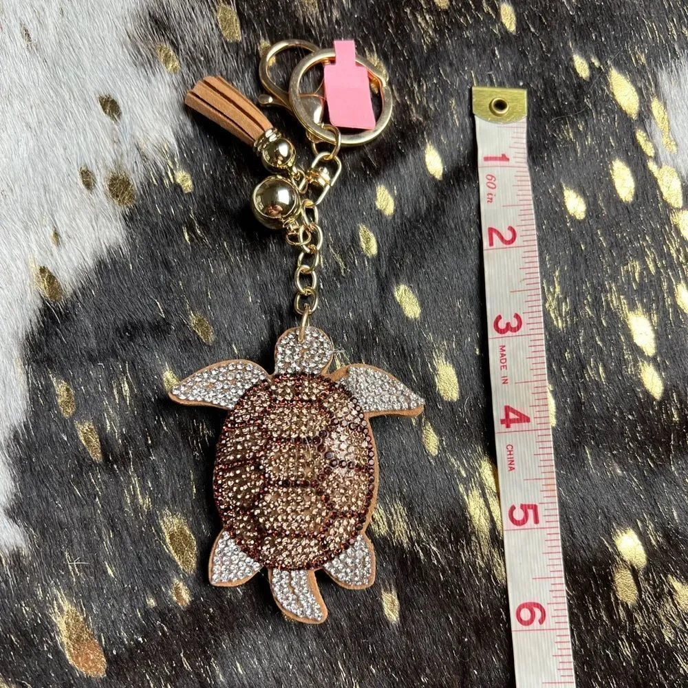 Blinged Sea Turtle Keychain.